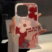 Mobiliųjų telefonų dėklai, skirti iPhone 11 13 15 Pro Max 12 14 Pro Max Case iPhone 16 15 Plus 13 Pro 12 Matinio tekstūros dažytos animacinės gėlės iPhone 11 balta