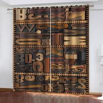 Window Curtain Alphanumeric 3D Print Blackout Curtains Living Room Bedroom Custom Size Kids Boys Men Adults Gift Drapes W70xH160cmx2&Grommet Top