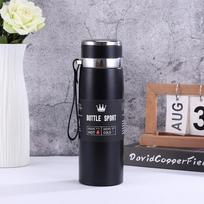 1000ML Termosas Puodelis Dvisienis Nerūdijančio Plieno Lauko Automobilinis Kelioninis Puodelis Didelės Talpos ir Šalto Vandens Butelis Kavos Termosas 1000ML black