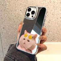 Mobiliųjų telefonų dėklai iPhone 11 13 XR 15 Pro Max 12 14 Pro Max Case iPhone 16 XS Max veidrodinis apsauginis dėklas Veidrodis išskirtinis animacinis filmas, atsparus vandeniui iPhone 11 Pro Max sidabras