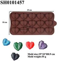 Dubai Chocolate Bar Silicone Mold for Cakes Diamond Heart Chocolate brown