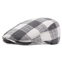 Cotton Cap Women's Plaid Beret Forward Cap Men's Sun Hat pilka