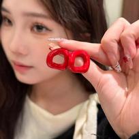 Vintage Hong Kong Style Red Circle Geometric Earrings for Women geometric hoop earrings