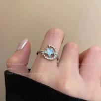 Stellar Zircon Ring ~ Elegant & Versatile Light Luxury for 2025 Star and Moon Ring beige