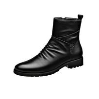 Chelsea Boots Odiniai Žieminiai Vyriški Batai Anglija Užtrauktukas Mados Sneaker Neslystantis Sušildyti Martin Calfskin Batai 45 juoda
