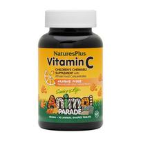 Gyvūnų paradas Vitaminas C vaikams kramtomųjų apelsinų sulčių skonio, 90 tablečių