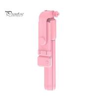 Nešiojamas ištraukiamas „Selfie Stick“ mini telefono trikojis, universalus, paprastas naudoti „selfie Stick“ telefono laikiklis su LED užpildymo lempute rožinė