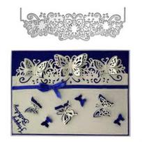 Drugelio nėrinių metalo pjovimo štampai trafaretai skirti scrapbooking antspaudams/nuotraukų albumams dekoratyviniam įspaudui DIY popieriaus kortelėms One Size sidabras