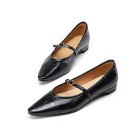 Krazing Pot Sheep Skin Summer Spring Autumn Low Heels Women Square Toe Mary Janes Shallow Metal Buckle Pumps 35 juoda