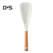 Silikoninė maisto gaminimo šaukštai nepridegančiam indų paviršiui, be BPA, medinė rankena, karščiui atsparus maišymo samtis, samtis ir grandiklis 1pc white