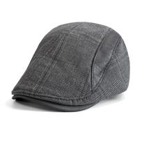 Spring Summer Men Peaked Cap Plaid Beret Painter's Progressive Cap juoda