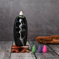 Smilkalinė, dervinė atvirkštinio srauto smilkalinė, atvirkštinio srauto aromaterapijos smilkalinė stovas, tinkama namų skaityklos dekoravimui black