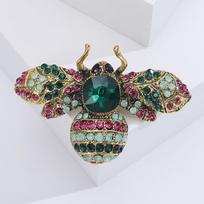 Crystal Bee Badge Pins for Unisex Clothing Insect Brooch Corsage Lapel Pin black