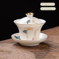 Chinese Handmade Ceramic Gaiwan Teacup Hand-painted White Porcelain Tea Tureen Travel Tea Bowl Household Teaware Accessories white
