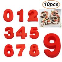 2PCS 10 Inch Silicone Cake Mold 6 and 0 Numbers DIY Silicone Cake Baking Mold 3D Silicone Cake Mold red