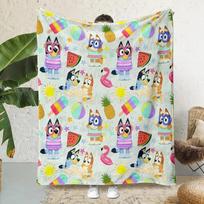 Cartoon B-Blueys Bandit-Chillis Printed Blanket Picnic Blankets Warm Blanket Soft and Comfortable Blanket Home Travel Birthday 30x40in