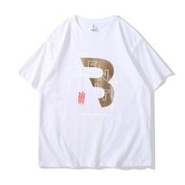 New 2D Printed Loose Couple T-shirt Round Neck Unisex Short Sleeved T-shirts S balta