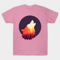 T Shirt Women Howling Wolf Harajuku Print Kawaii Tshirt Summer Short Sleeve Female T-Shirt Top Tee S rožinė