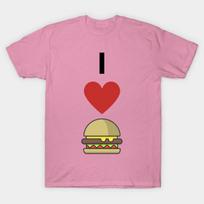T Shirt Women I Love Burgers Harajuku Print Kawaii Tshirt Summer Short Sleeve Female T-Shirt Top Tee S rožinė