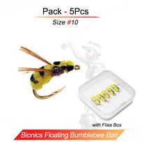 5/10Pcs/With Flies Box-Dry Fly Floating Bumblebee Fishing For Carp/Trout Fly Lure Bait Carbon Steel Hook-Size#10 10Pcs/Box white