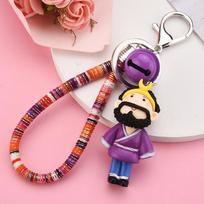 Kelionė į Vakarus Anime Raktų pakabukas: Beždžionių Karaliaus ir Kiaulės Bajie Pakabukas Kuprinėms 4-Link Chain with Silver Buckle + Pendant + Bell violetinė