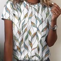 Summer Round Neck 3D Butterfly Pattern Printed Top Fashionable Casual Short Sleeved Women's T-shirts S