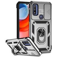For Motorola Moto G Play 2023 Case Slide Lens Shockproof Armor Phone Case For Motorola G Pure G Power 2022 Ring Stand Back Cover For G Pure gray