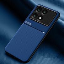 Luxury Leather Magnetic Case For Poco F6 Pro F5 F4 F3 M5S M4 M3 Coque For Poco X6 X5 Pro X4 GT X3 NFC Matte Texture Phone Cover For Poco X6 5G mėlyna
