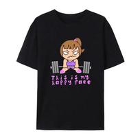Juokingi sporto salės štangos mergina Jis paprašė manęs išvalyti, todėl aš padariau tris serijas Marškinėliai Otaku trumpomis rankovėmis Topas Moterims Mieli grafiniai marškinėliai S