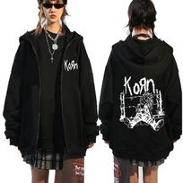 Korn Užtraukiami gobtuvai Roko grupės PASAULINĖS EKSKURSIJOS Megztiniai Hip Hop Gatvės stiliaus Striukė su užtrauktuku Vyrams Moterims Vilnos ilgomis rankovėmis Drabužiai S