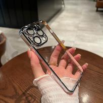 Luxury Plating Clear Case For iPhone 15 11 12 13 14 Pro Max 7 8 Plus Mini X XR SE  Phone Cases Transparent Bumper Full Cover For iPhone 13 Pro