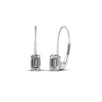 Huitan Simple Rectangle Zircon Stone with Oval Loop Drop Earring Partysu Style Women Earrings Suitable for All Occasions New