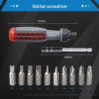 11-Piece Two-Way Telescopic Ratchet Screwdriver Set with Hidden Bits and Unique Heads gray