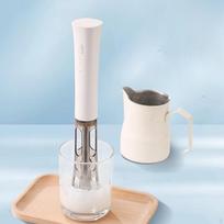 Handheld Milk Frother Portable Foamer Coffee Blender Electric Whisk Cordless Automatic Cream white