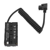 D Tap to NP F970 F570 F550 Double Sided Dummy Battery Coiled Cable Power Adapter DC Coupler Dummy black