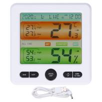 LCD Electronic Alarm Clock Temperature Humidity Monitoring Alarm for Indoor Home UseWhite balta