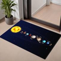 .Cartoon 3D Planets Universe Pattern Doormat Memory Foam Ultra-Soft Absorbent Floor Mat for Kitchen Bedroom Toilet Washing Room 40x60cm gray