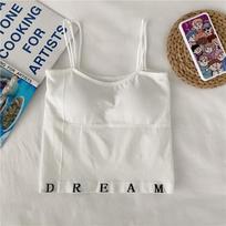Spring and Summer New Hong Kong Taste Beautiful Back Slim Body All Wear Thin Short Letter Strap Small Vest One size
