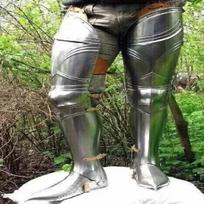 Vokiškas gotikinis riterio kojų šarvas, pilnas plieninis kojų apsaugas, rankų darbo, skirtas rekonstrukcijoms, LARP, kojų šarvas, skirtas cosplay gray