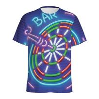 Smiginio taikinio raštų T-shirt 3D spausdinti smiginio lentos marškinėliai Vasariniai apvalios kaklo T-shirt vyrams Laisvi trumpomis rankovėmis viršutiniai drabužiai S blue
