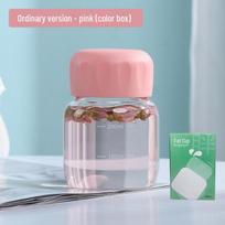 Aukštos vertės nešiojamas sandarus animacinis stiklinis puodelis su logotipu, skirtas kavai, pienui Fat Cup 301-400ml pink