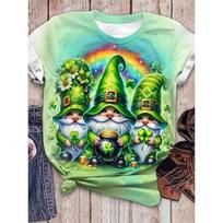 Summer Round Neck 3D Christmas Print Top Fashionable Casual Short Sleeved Women's T-shirts S