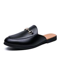 Naujas verslo dizaineris Italų vyriški laisvalaikio batai Prekės ženklas Patentuota oda Vyriški pusbačiai Coiffeur Mules Vyriškos šlepetės Šlepetė Zapatos 6 juoda