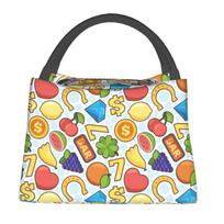 Casino Slot Machine 777 Heart Fruits Coins Lunch Bag Insulated Oxford Cooler Bags Lucky Jackpot Winners Garish Thermal Lunch Box 28x17x16CM juoda