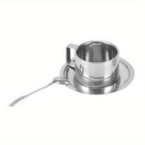 Aukštos kokybės nerūdijančio plieno kavos puodelis vandens puodelio maišymo puodelio puodelis / pieno puodelis su lėkšte ir šaukštu 200ml with plate&spoon