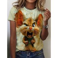 Mouse Turtle Frog Cat Pattern 3D Print T-Shirts Women Casual O-Neck Short Sleeve T Shirt Y2k Harajuku Tees Tops Female Clothing XS