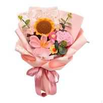 Nertas gėlių puokštė Nertos gėlės Dirbtinis namų dekoras Dekoratyvinis Motinos dienos dovana Mezgimas Pink Carnation beige
