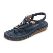 Batai Moteriški 2024 Vasaros Romos Sandalai Retro Su Sagtuku Pirštui Cirkonio Platforma Paplūdimio Bohemiški Šlepetės Sandalias De Mujer 35 tamsiai mėlyna