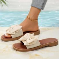 Sandalias planas casual, sandalias lazo de mujer, moda zapatos de playa, shorts de verano 2024 36 smėlis