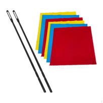 Fleitos valymo rinkinys 6 vnt. servetėlės ir 2 vnt. strypeliai medinių pučiamųjų instrumentų valymui, poliravimui 3 Colors